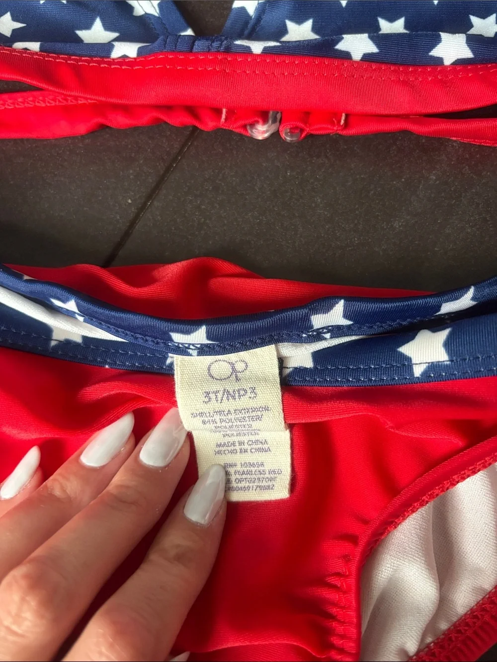 OP Girls Red & Navy Star Halter Bikini Set